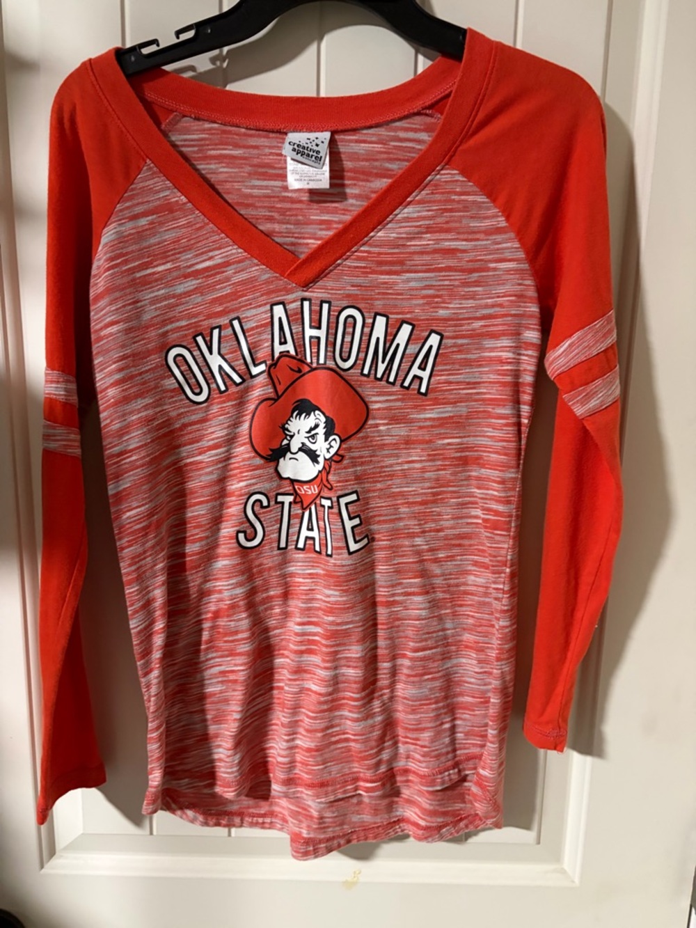 Oklahoma State Women’s Orange Long Sleeve V-Neck Tee